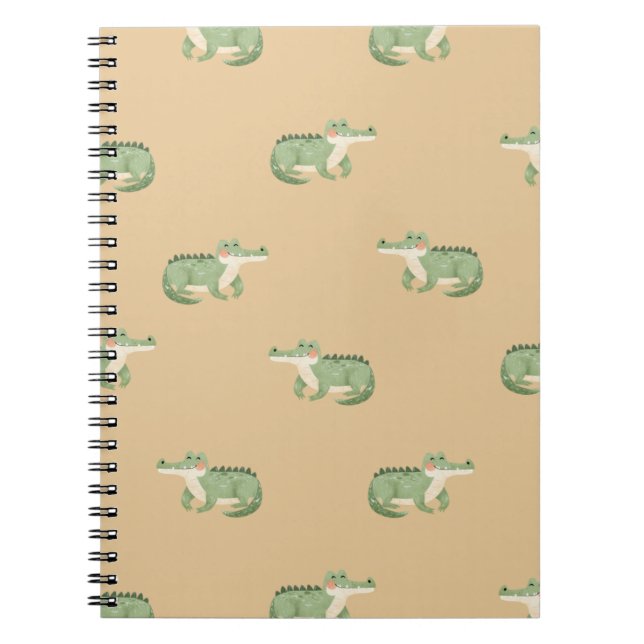 Cuaderno Cocodrilos en acuarela sobre naranja claro (Frente)