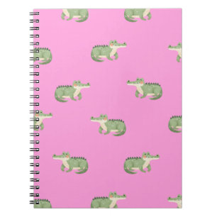 Cuaderno Cocodrilos en acuarela sobre rosa