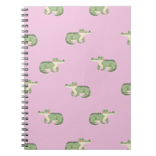 Cuaderno Cocodrilos en acuarela sobre rosa claro