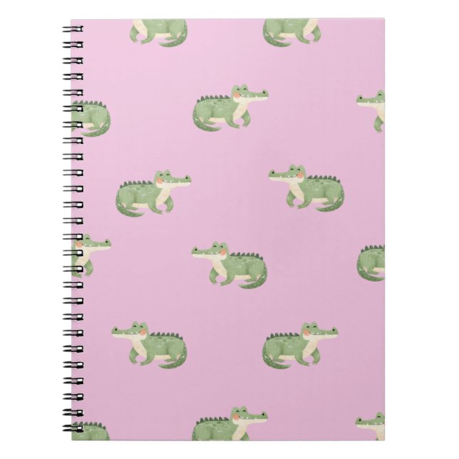 Cuaderno Cocodrilos en acuarela sobre rosa claro (Frente)