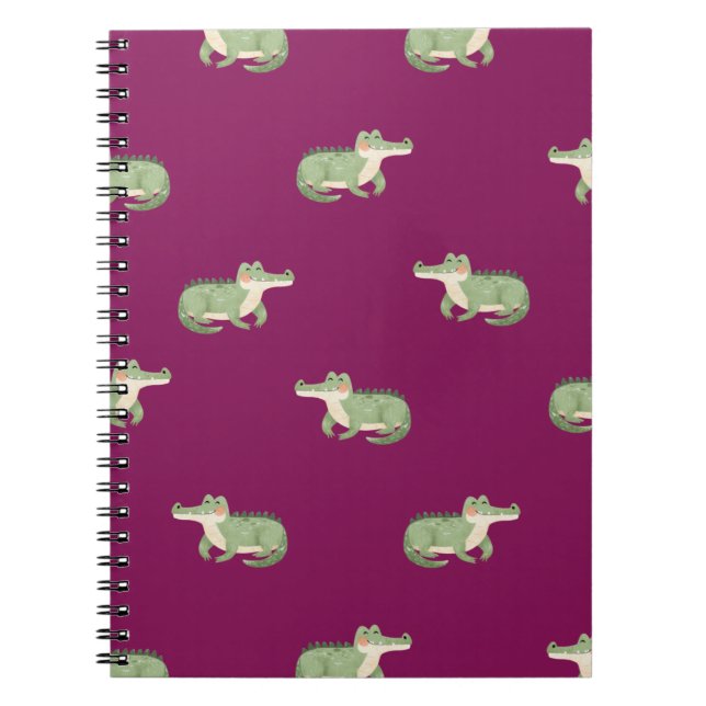 Cuaderno Cocodrilos en acuarela sobre rosa oscuro (Frente)