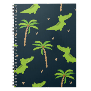 Cuaderno Cocodrilos personalizados: Patrón de palmas de lig