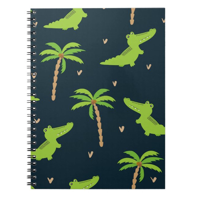 Cuaderno Cocodrilos personalizados: Patrón de palmas de lig (Frente)