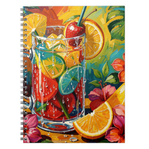 Cuaderno Cóctel de Verano Tropical Pintura al Óleo Impasto