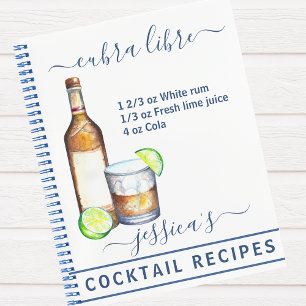 Cuaderno Cóctel Receta Acuarela Bebidas Mezcladas Ron