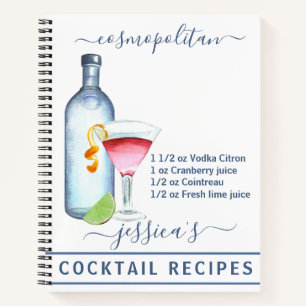 Cuaderno Cóctel Recetas de Acuarela Bebidas Vodka