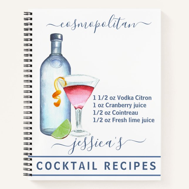 Cuaderno Cóctel Recetas de Acuarela Bebidas Vodka (Anverso)