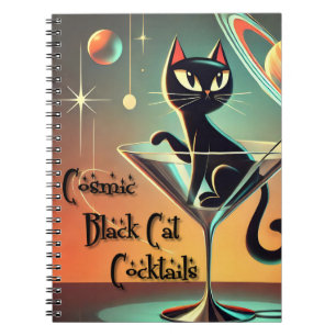 Cuaderno Cócteles de gato negro cósmico futurista atómico