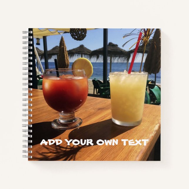 Cuaderno Cócteles junto al mar con texto personalizado (Anverso)
