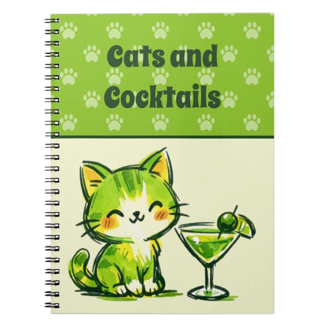 Cuaderno Cócteles Verdes y Gatos (Frente)