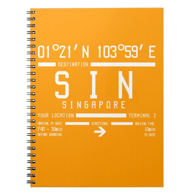 Cuaderno Código de carta al aeropuerto Changi de Singapur (Frente)