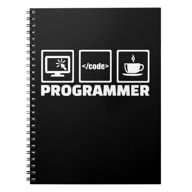 Cuaderno Código De Escritura Y Café De Bebida De Programado (Frente)
