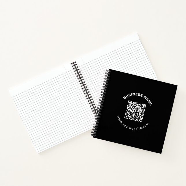 Cuaderno Código QR con nombre de empresa texto circular en  (Interior)