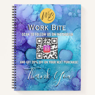 Cuaderno Código QR de Instagram de negocio de acuarela de a