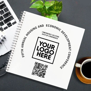 Cuaderno Código QR de logotipo personalizado para conferenc