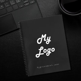 Cuaderno Código QR de negocio con logo personalizado blanco