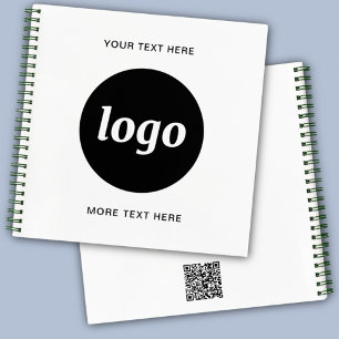 Cuaderno Código QR de texto de logotipo simple Promoción co