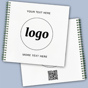 Cuaderno Código QR de texto de logotipo simple Promoción co
