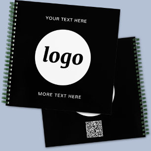 Cuaderno Código QR de texto de logotipo simple Promoción co