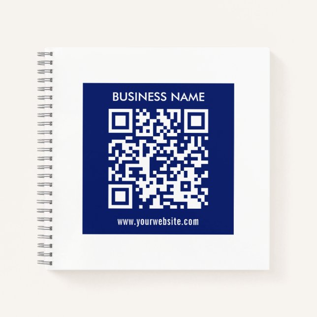 Cuaderno Código QR editable (generado al instante) | Azul M (Anverso)
