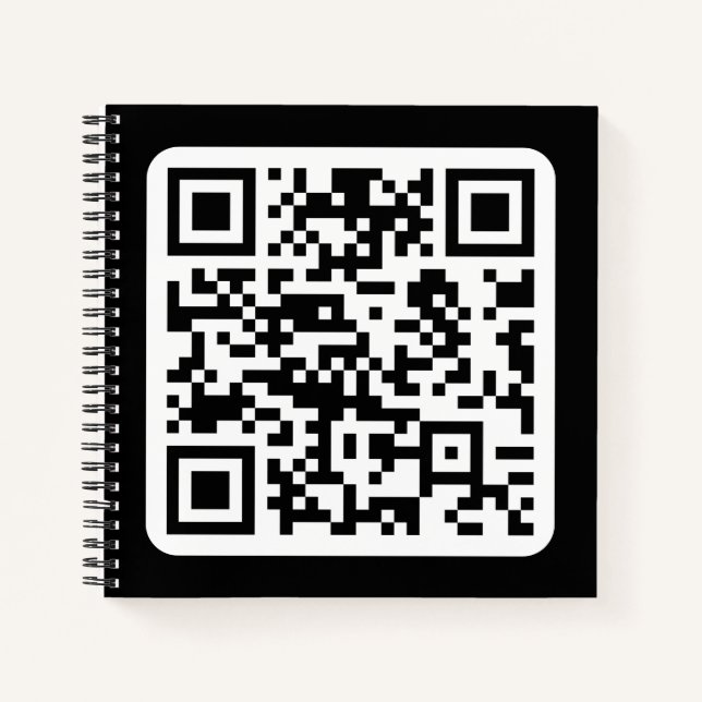 Cuaderno Código QR moderno editable | Negro Blanco o cualqu (Anverso)