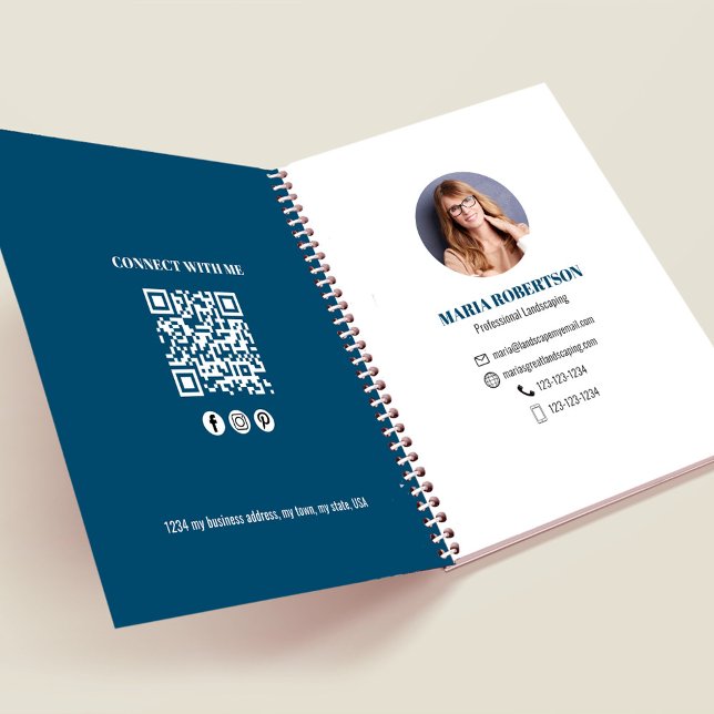 Cuaderno Código QR para empresas fotográficas profesionales (Businesses add your photo or logo simple minimalist notebook.)