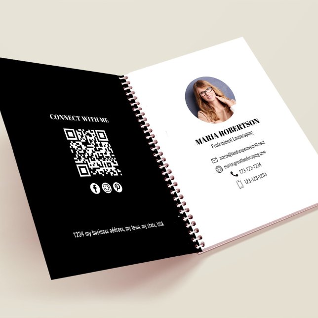 Cuaderno Código QR para empresas fotográficas profesionales (Businesses add your photo or logo simple minimalist notebook.)