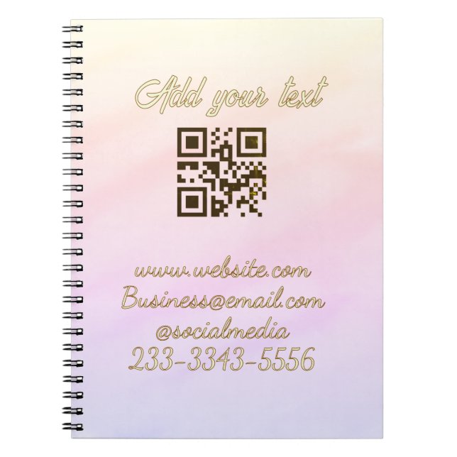 Cuaderno código QR personalizado simple agregue su nombre t (Frente)