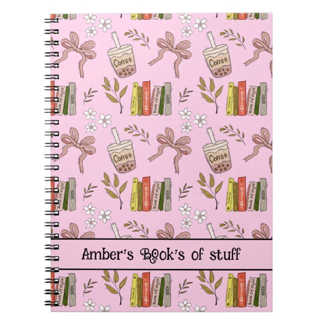 Cuaderno Coffee and Books Pattern Notebook | Cozy Reader  (Frente)