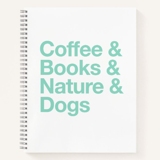 Cuaderno Coffee & Books & Nature & Dogs Notebook (Verde azu (Anverso)
