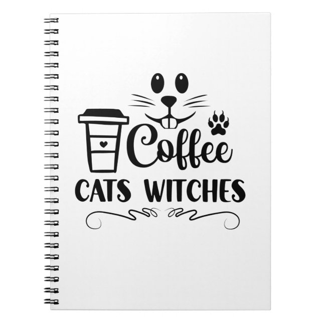 Cuaderno Coffee de Halloween Cats Witts Cumpleaños (Frente)
