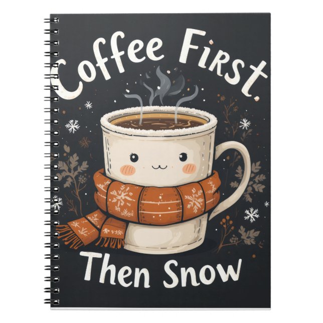 Cuaderno Coffee First, Then Snow – Winter Notebook Design (Frente)