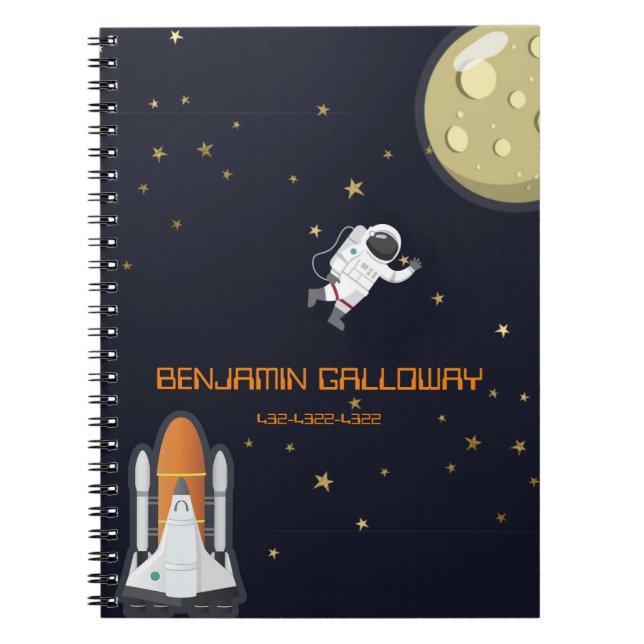 Cuaderno Cohete Astronauta Luna Niños Sistema Solar Diversi (Frente)