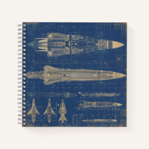 Cuaderno Cohete de huella azul de Sci-Fi