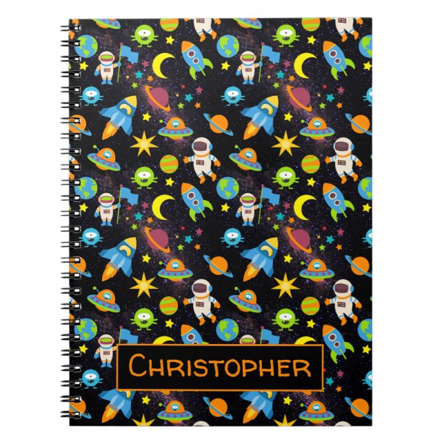Cuaderno Cohetes de astronauta coloridos en el espacio exte (Frente)