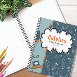 Cuaderno Cohetes Doodle en el espacio Esquina de nombre del