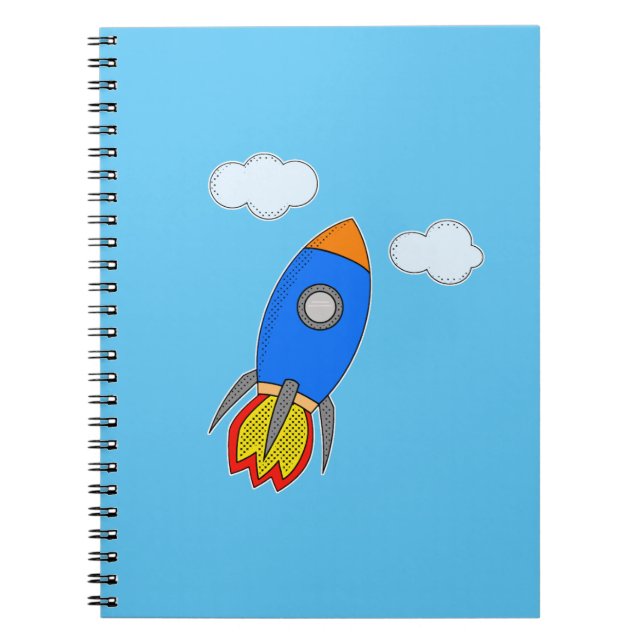 Cuaderno Cohetes Espaciales personalizados En Cielo Azul (Frente)