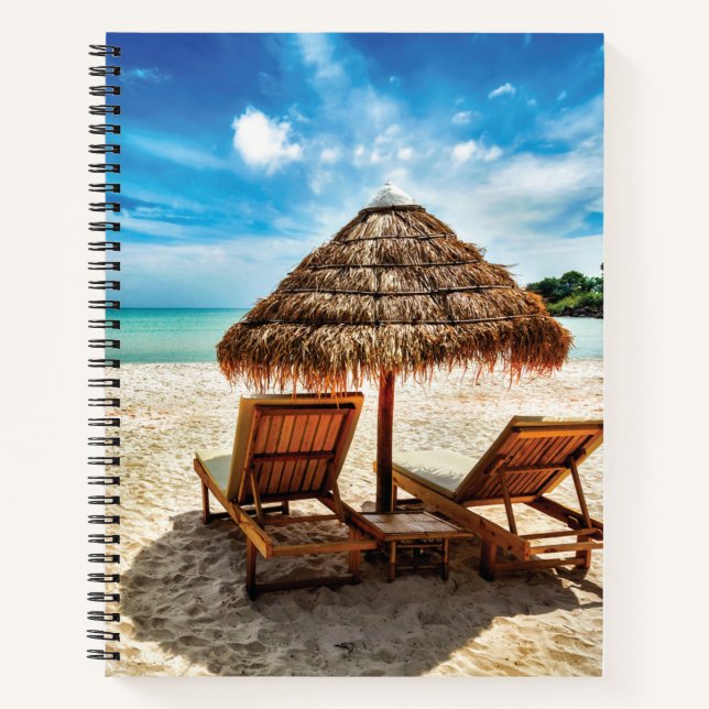 Cuaderno Cojín de sillas de descanso en la playa (Anverso)