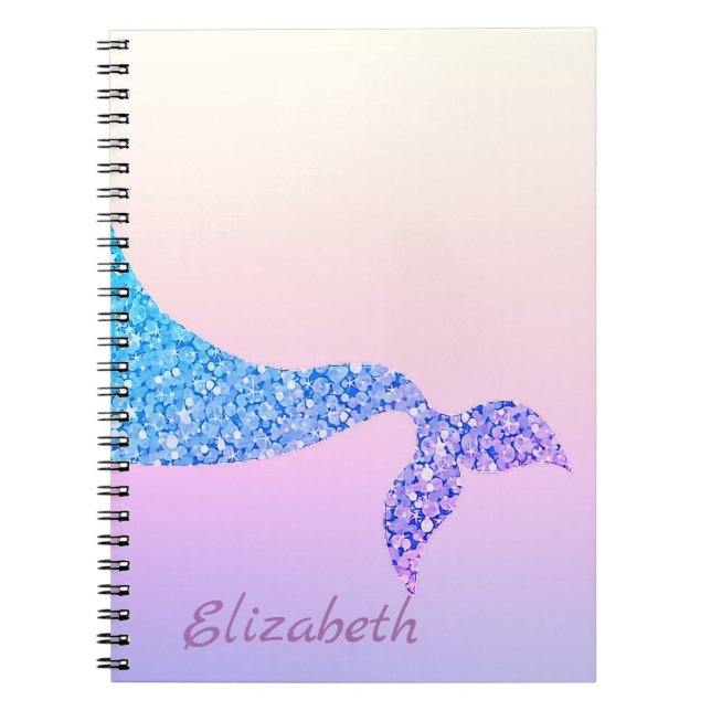 Cuaderno Cola de Sirena Adorable, Ombre - Personalizada (Frente)