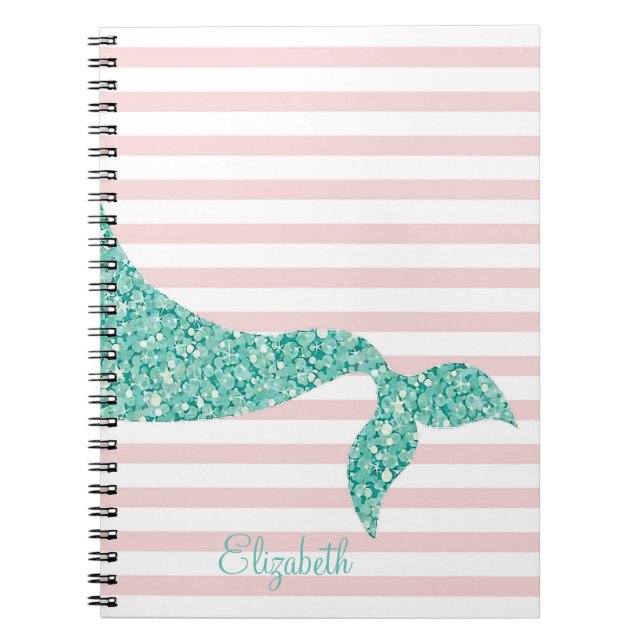 Cuaderno Cola de Sirena Adorable, Rayas-Personalizadas (Frente)
