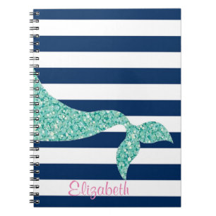 Cuaderno Cola de sirena, franjas azules de la marina person