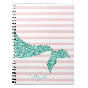 Cuaderno Cola de sirena suave, a rayas personalizadas
