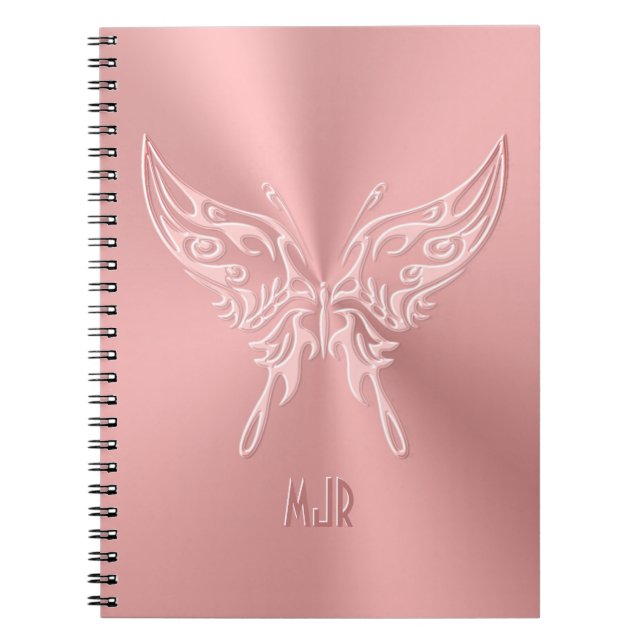 Cuaderno Cola redonda de mariposa estilizada rosa, de aspec (Frente)