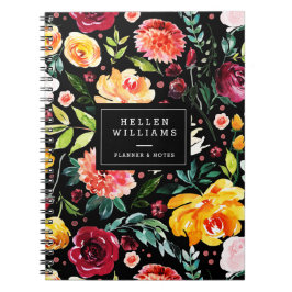 Cuaderno Colage de flores en acuarela en negrita