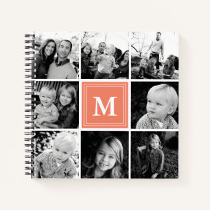 Cuaderno Colage de Fotos Cuadrado de Coral Monogramado Pers