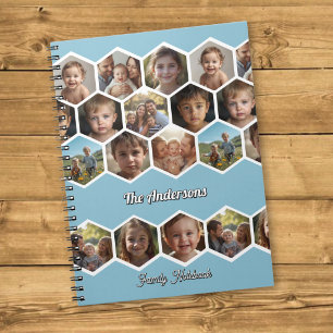 Cuaderno Colage de fotos familiares en forma de hexágono