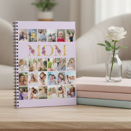 Cuaderno Colage de fotos verticales de 24 flores doradas pa