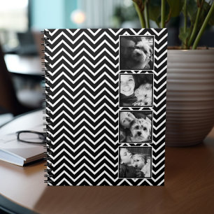 Cuaderno Colaje de fotos con patrón de chevron negro y blan