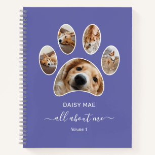 Cuaderno Colaje de Fotos de Mascotas con Nombre Periwinkle 