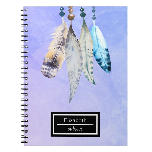 Cuaderno Colas acuáticas 'n Feathers on Bluish Purple (Frente)